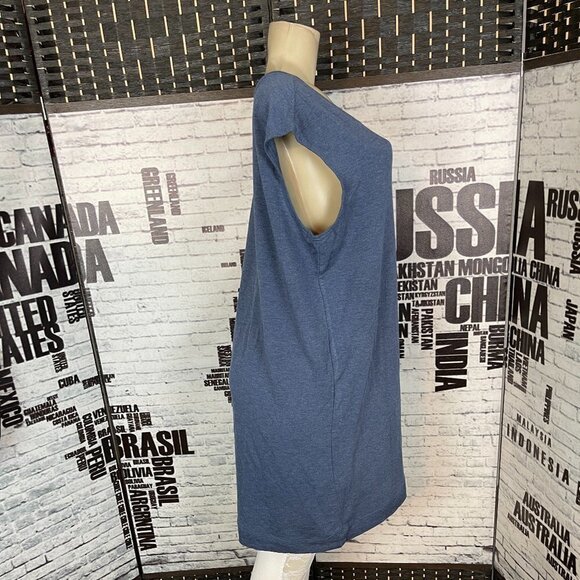 Active Life XXL Blue Heather Scoop Neck Detail Hem Sleeveless Above Knee Dress - Picture 2 of 6